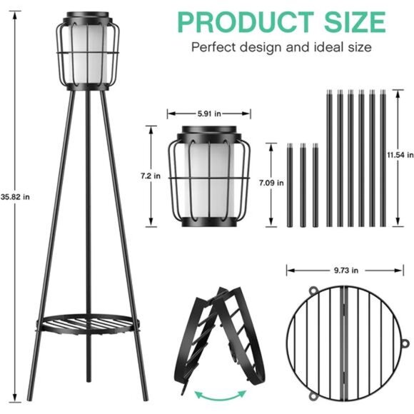 2 Pack Solar Lights Outdoor with Plant Stands, Solar Floor Lamp, Solar Powered - Picture 2 of 6